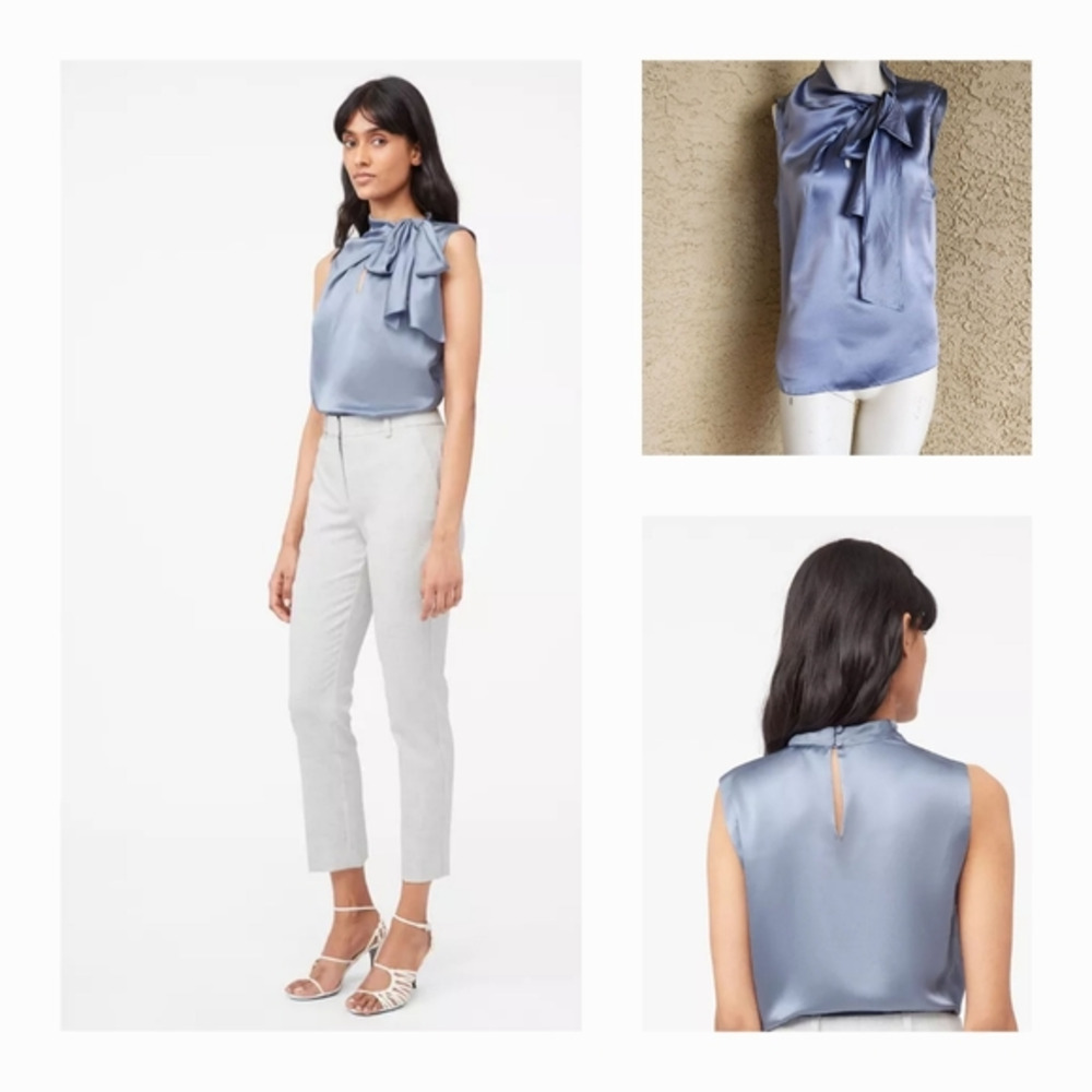Rebecca TaylorTailored Silk Charmeuse Tie Neck Top